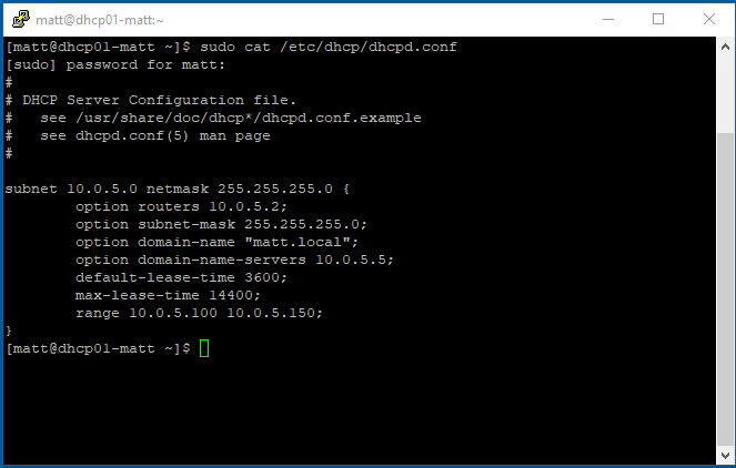 contents of dhcpd.conf